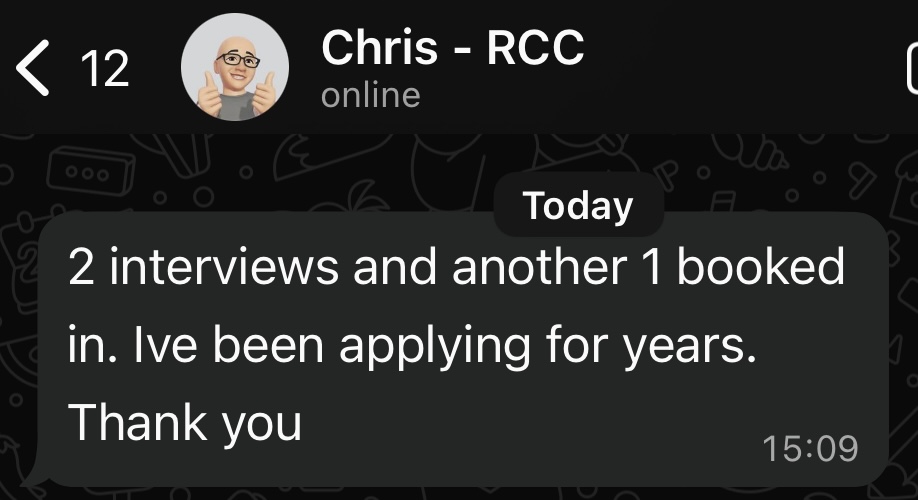 Chris - 2 interviews booked in one week