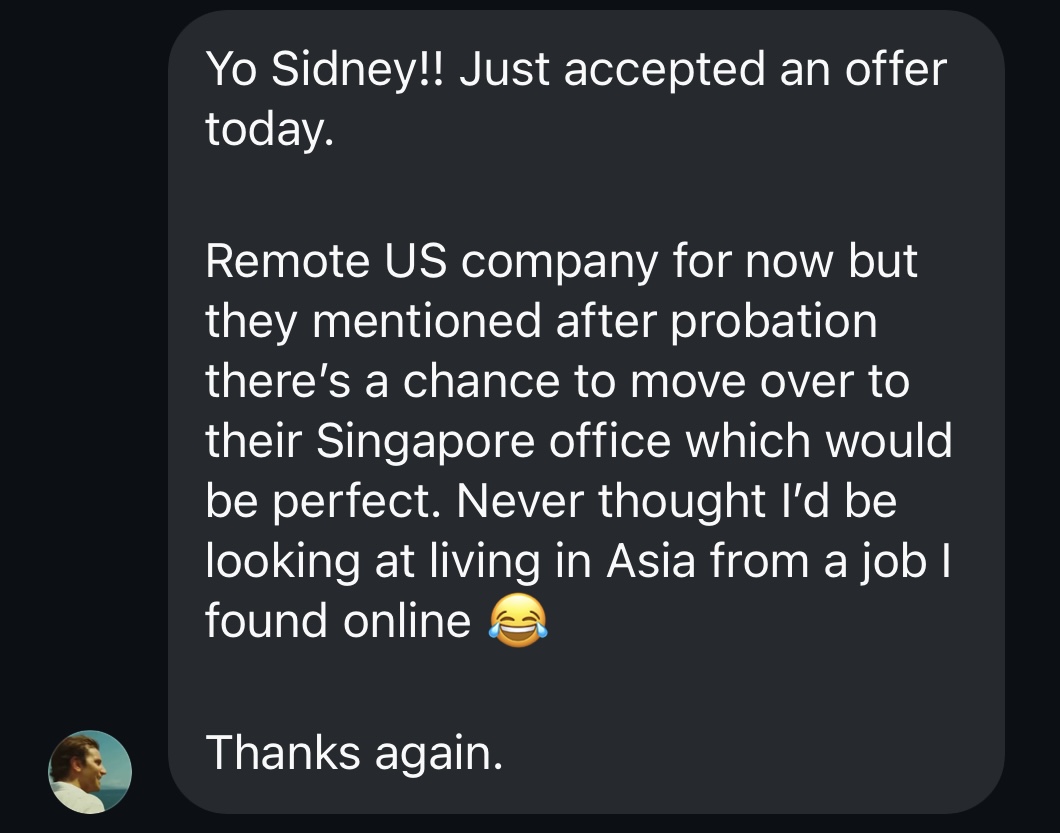 RCC Member - Accepted an offer — remote US role, potential Singapore move